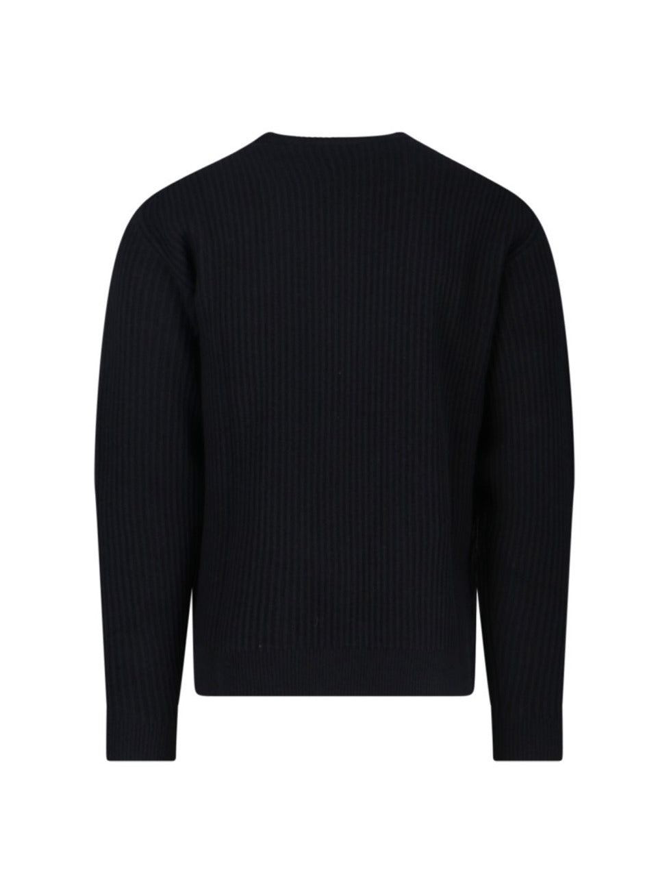 Ribbed Knit Sweater With Cropped Fit And Embroidered Emblem