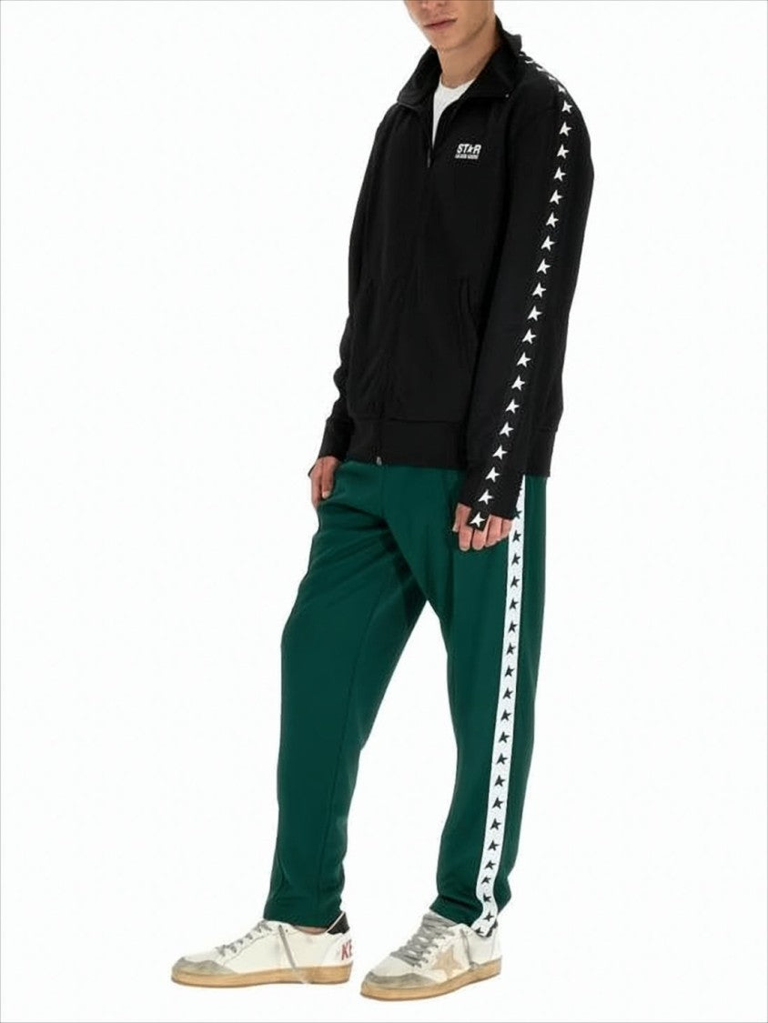 Zip-Up Jacket With Star Prints And Logo
