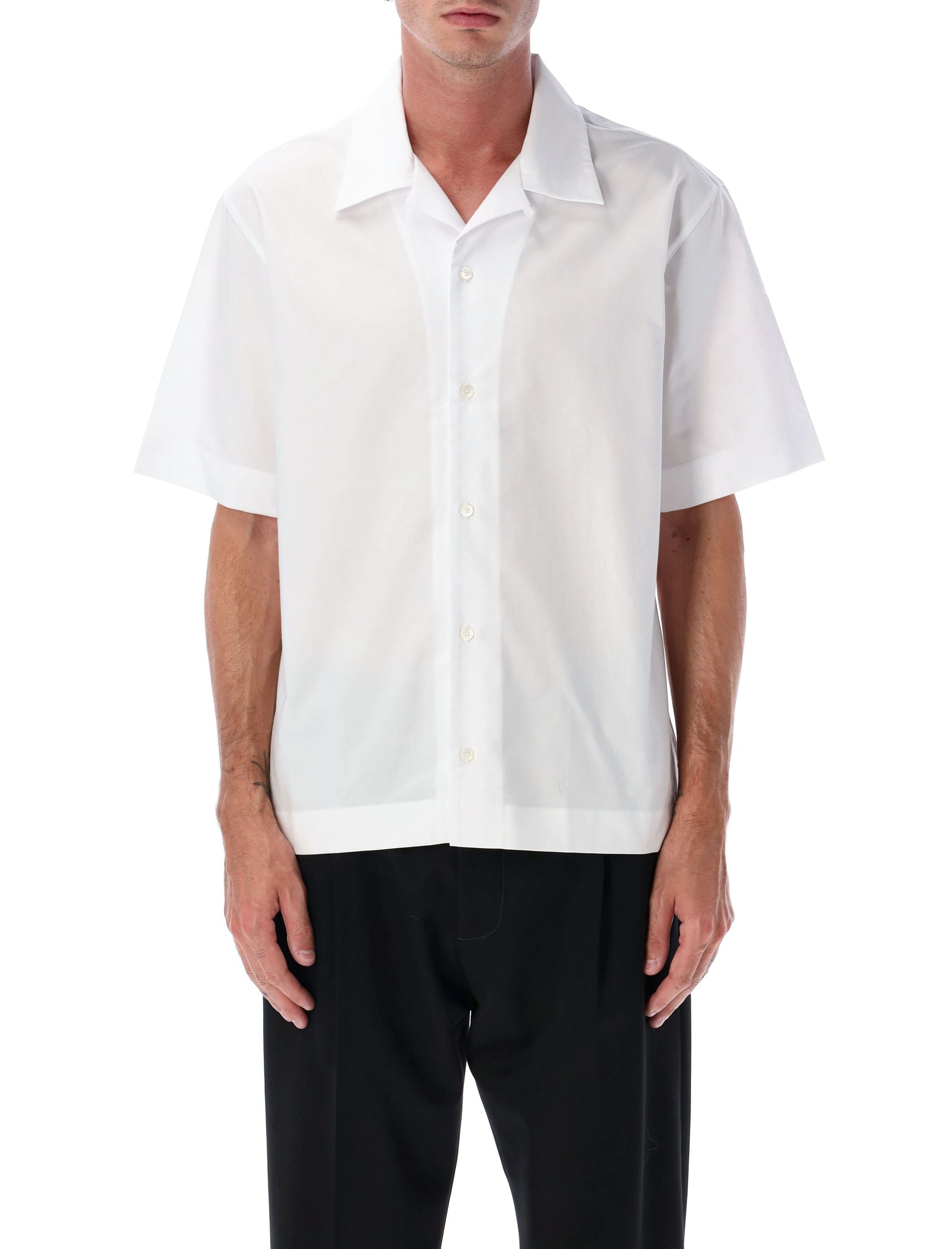 White Cotton Hawaiian Collar Shirt