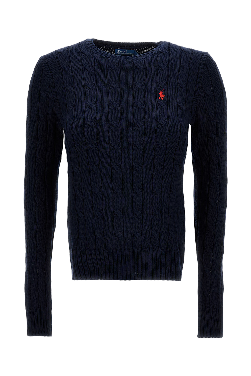 Cable-Knit Crew-Neck Pullover With Embroidered Logo