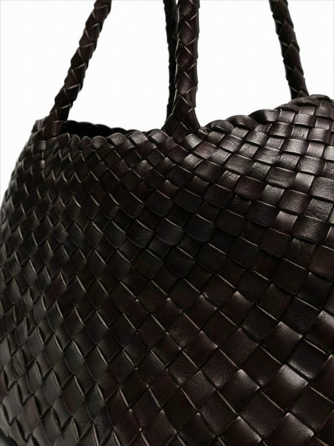 Intricate Woven Buffalo Leather Tote Bag
