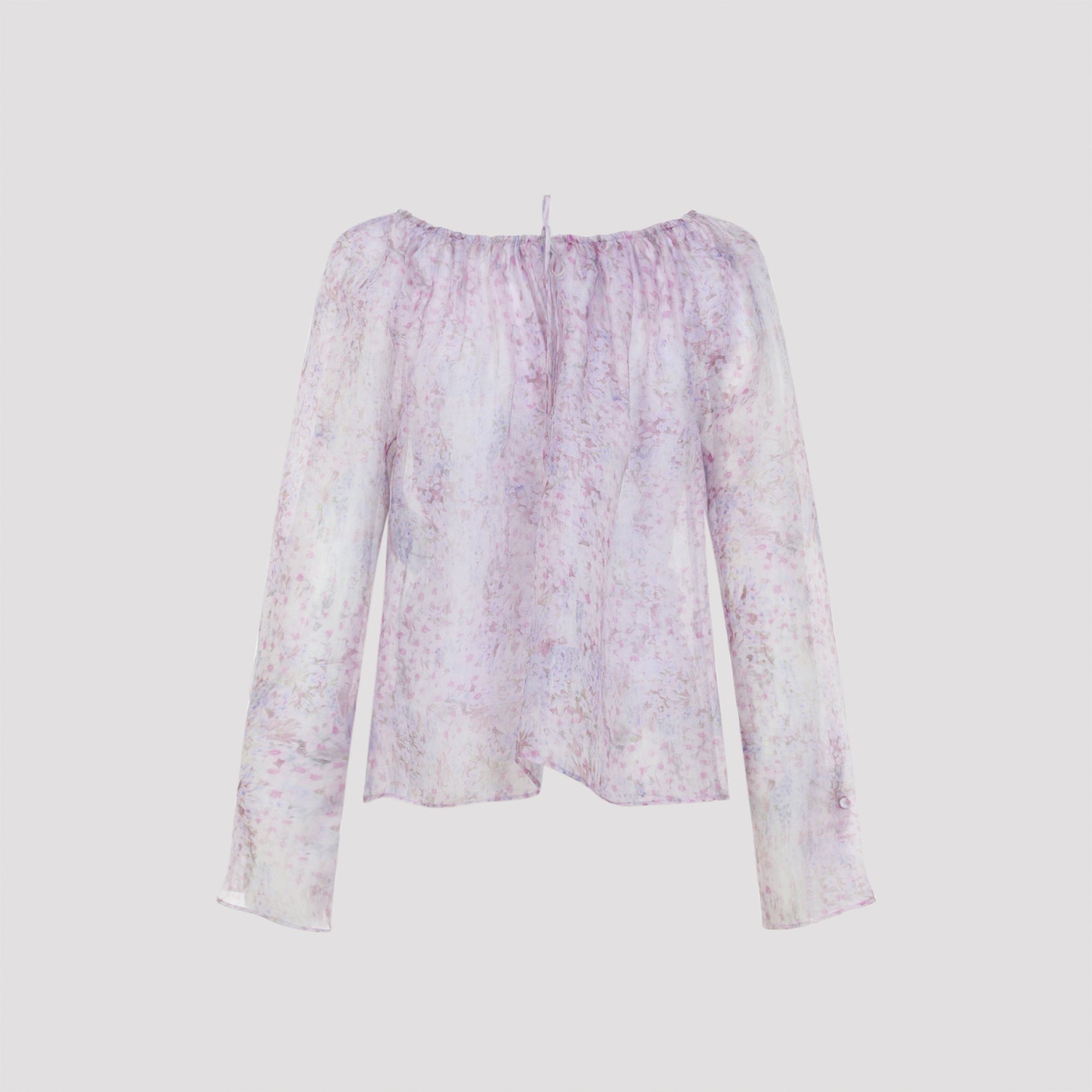 Silk Blouse With Delicate Floral Pattern