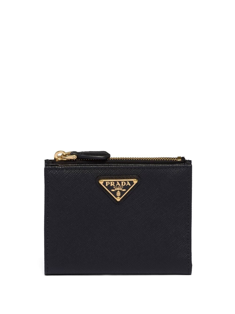 Triangle-Logo Saffiano Leather Wallet