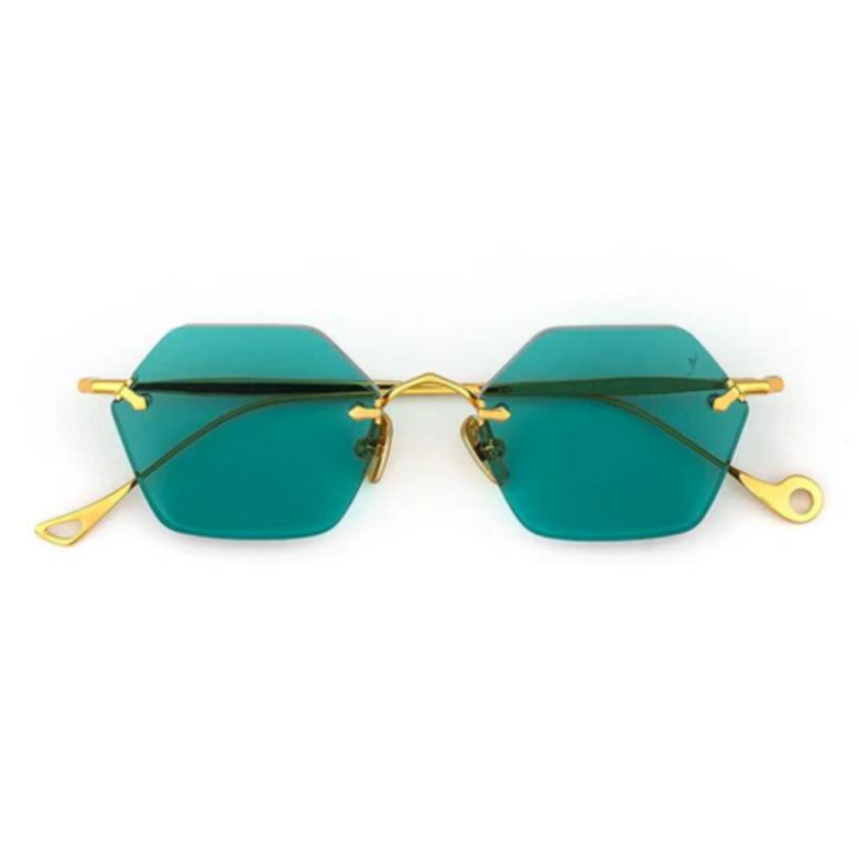 Carnaby C.4-56 Hexagonal Teal Lens Sunglasses with Gold Frame