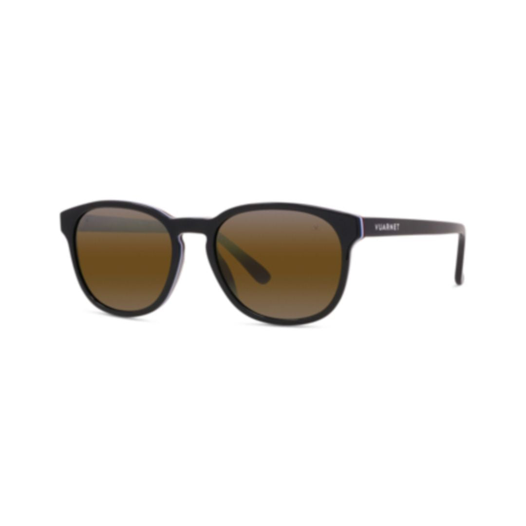 Vu40011i Rounded Frame Acetate Sunglasses with Brown-Tinted Lenses