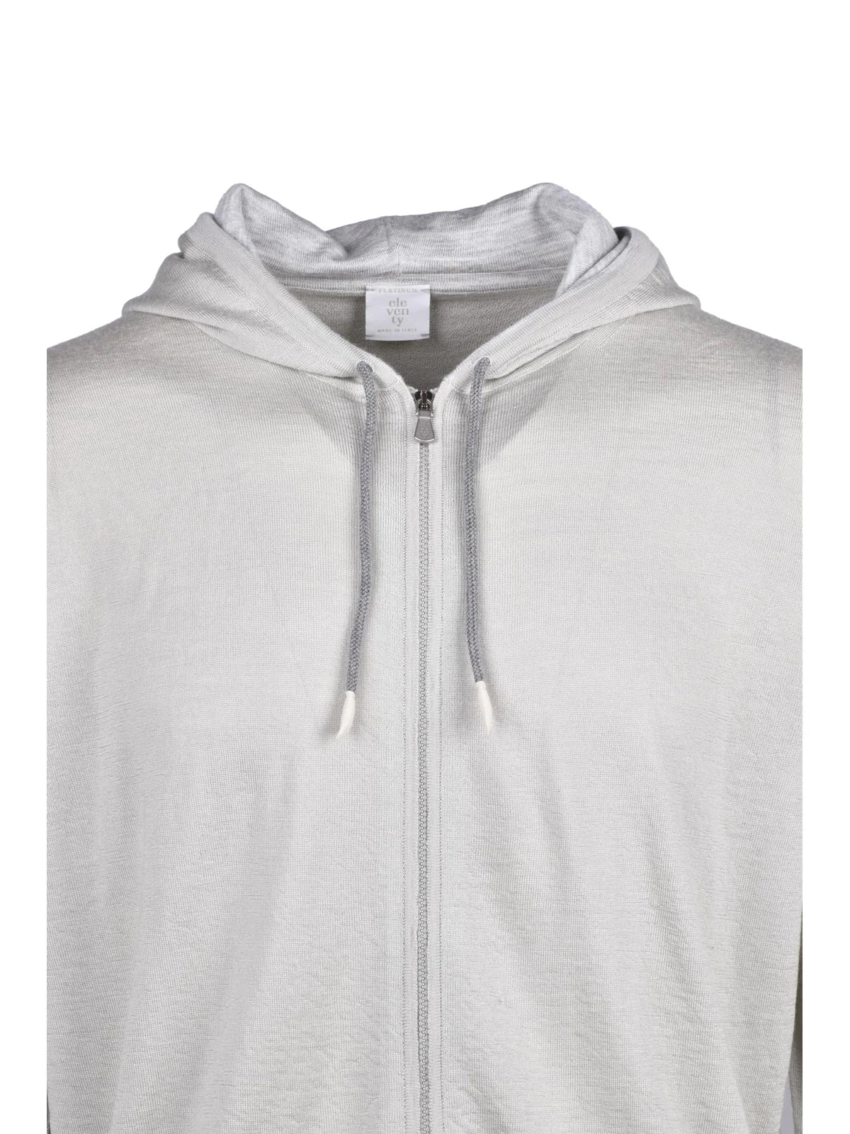 Light Grey Wool Silk Men's Zip Cardigan