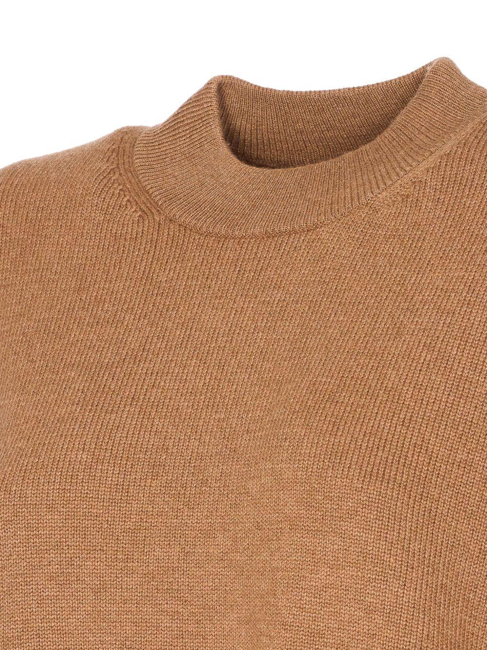 Fluid Camel Knit Sweater With Ribbed Texture