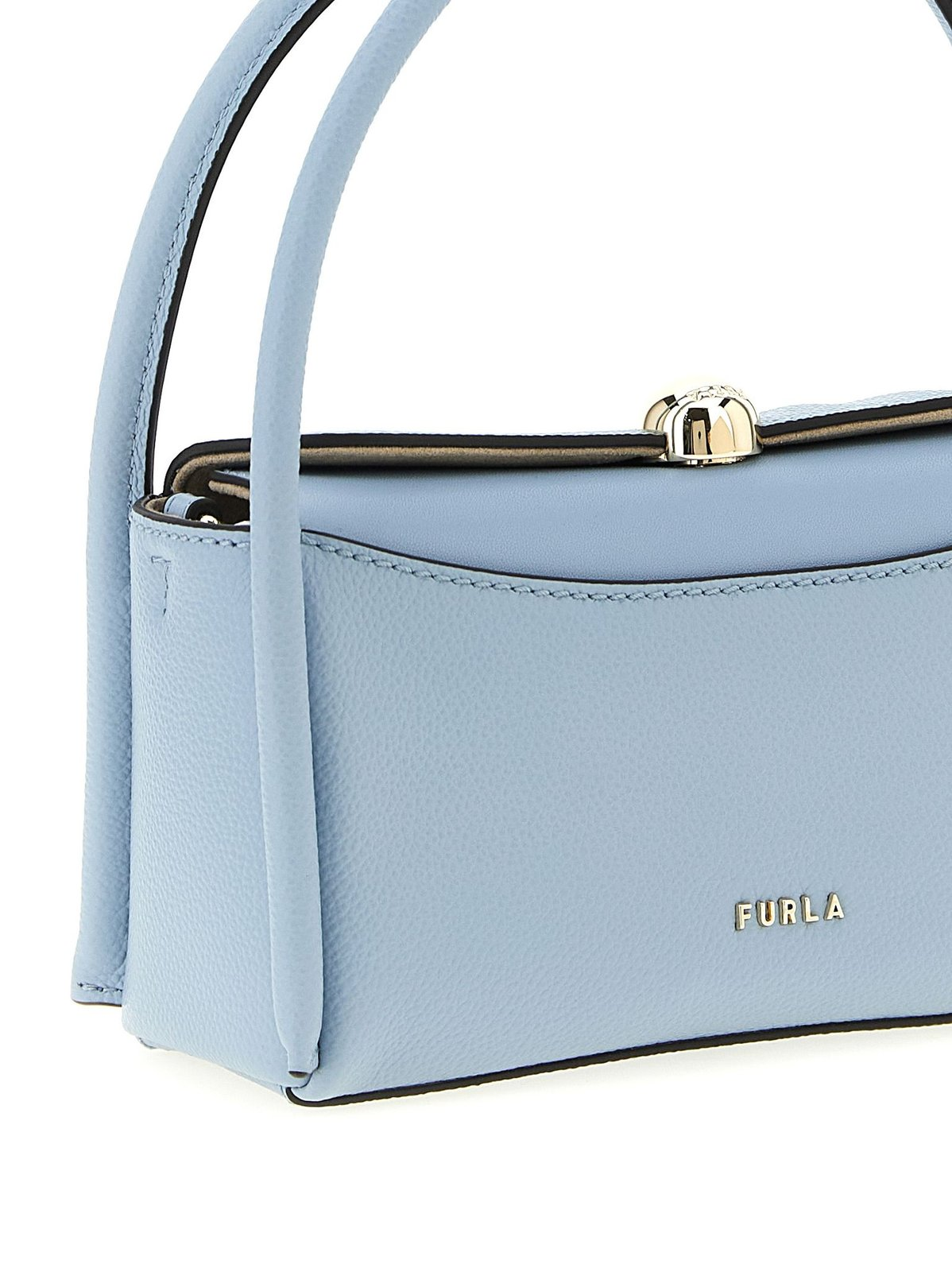 Smooth Leather Handbag with Gold-Tone Clasp