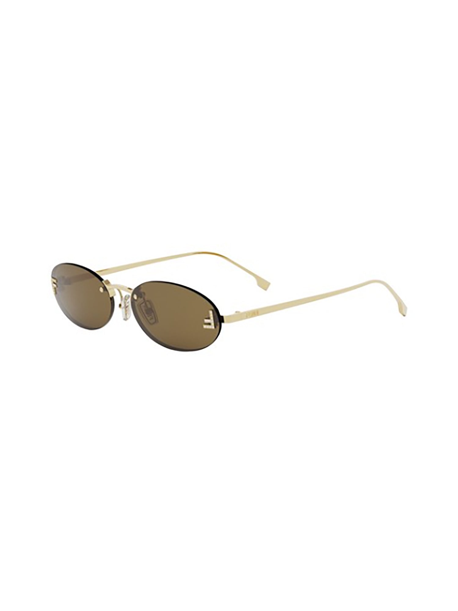 Polished Metallic Oval Frame Sunglasses with Brown Lenses