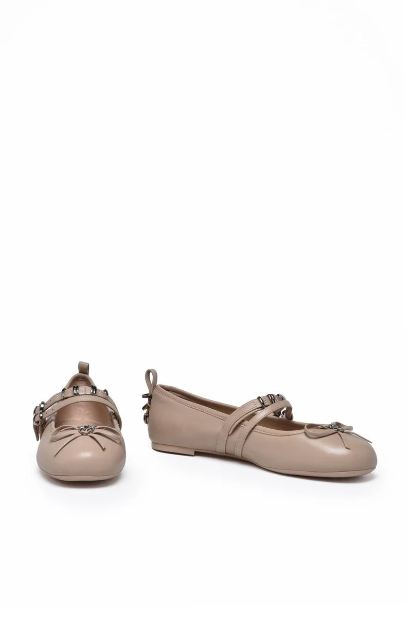 Leather Ballerinas - Beige