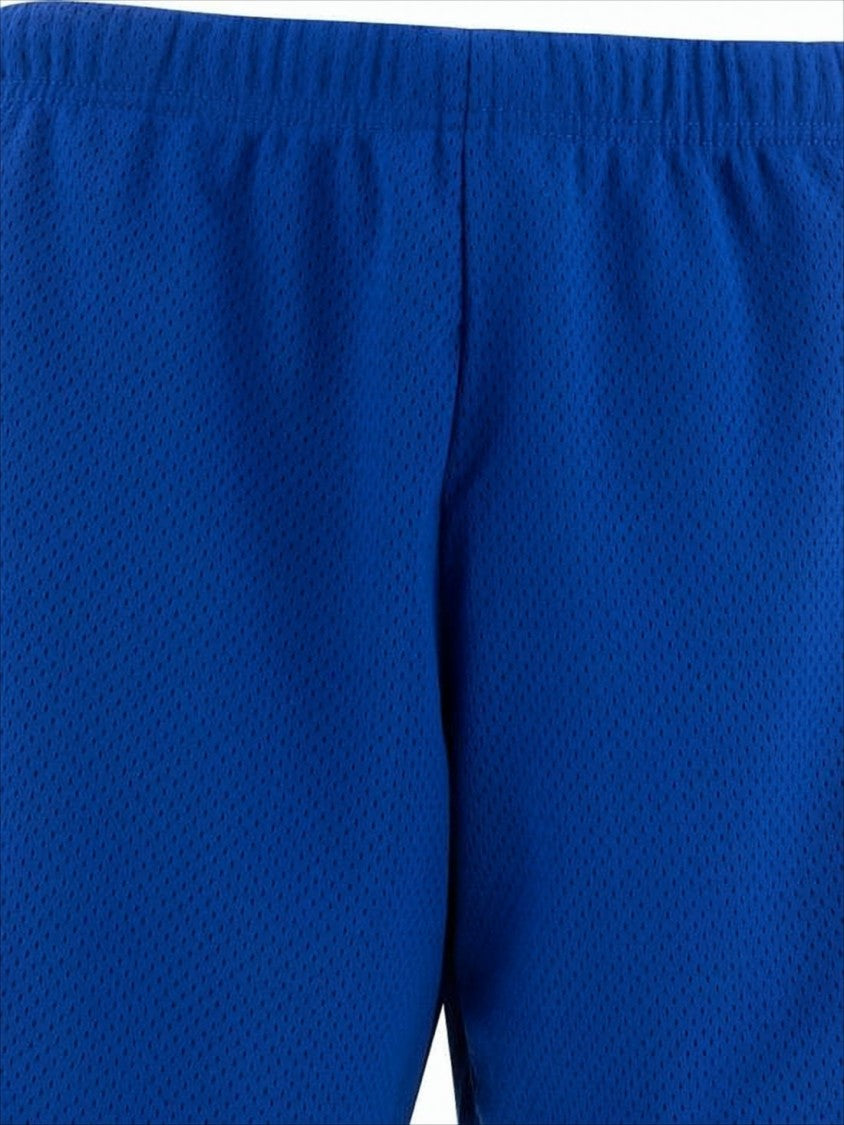 Breathable Blue Mesh Shorts with Contrasting Stripes