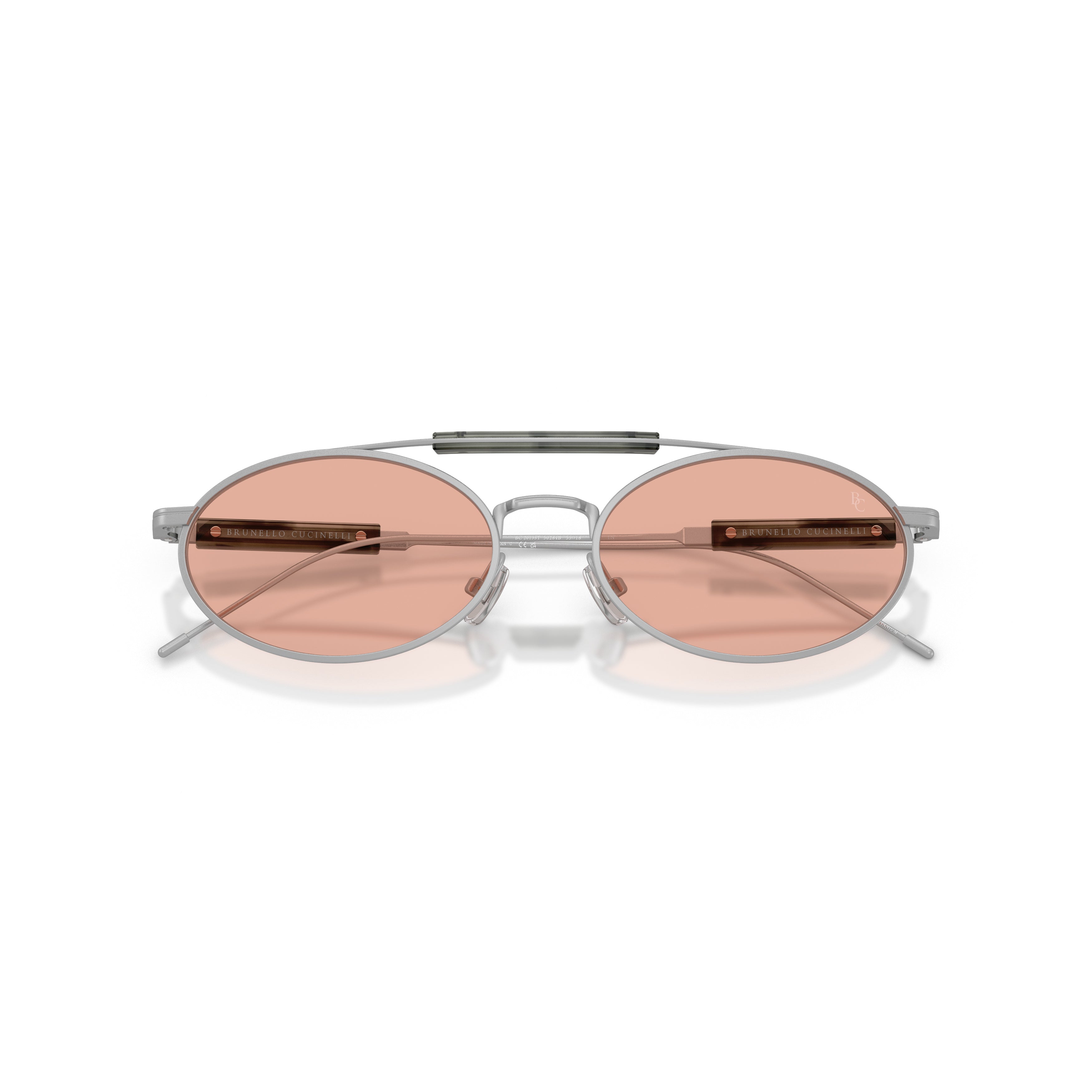0bc2013st Oval Titanium Frame Sunglasses with Pink Tinted Lenses