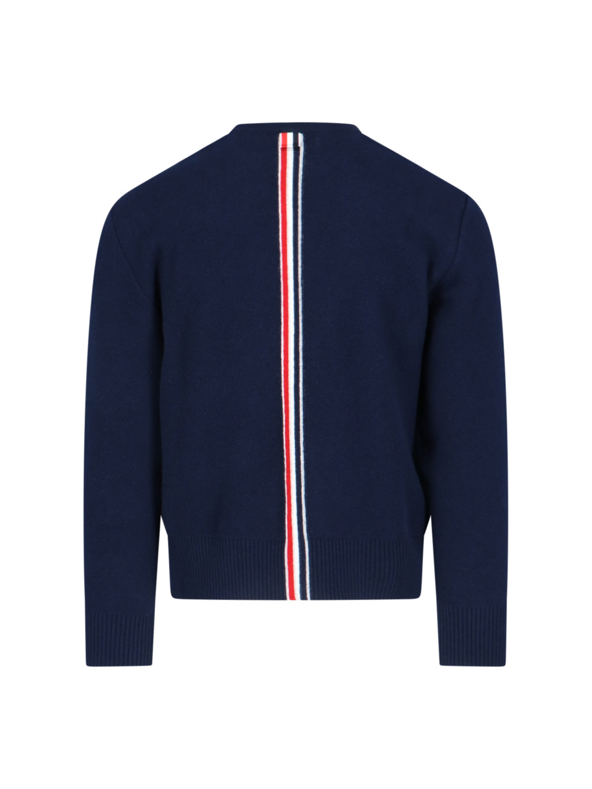 Tricolor Detail Crewneck Sweater – Blue