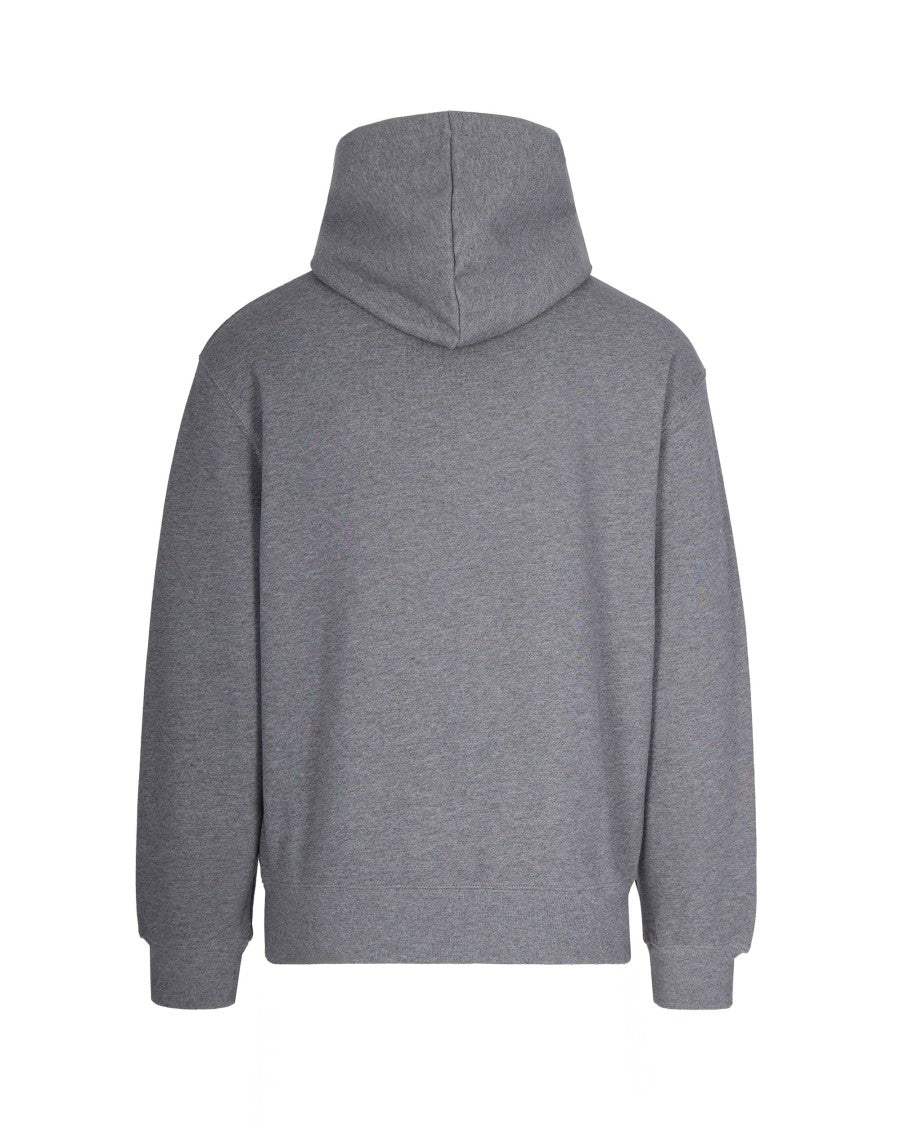 Oversized Grey Cotton Hoodie With Adjustable Hood