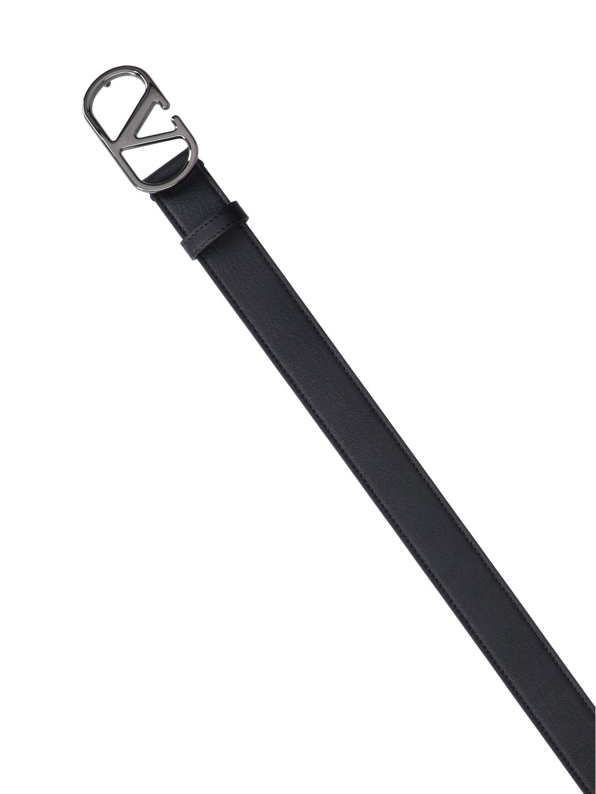 Black Polished Leather Classic Buckle Belt