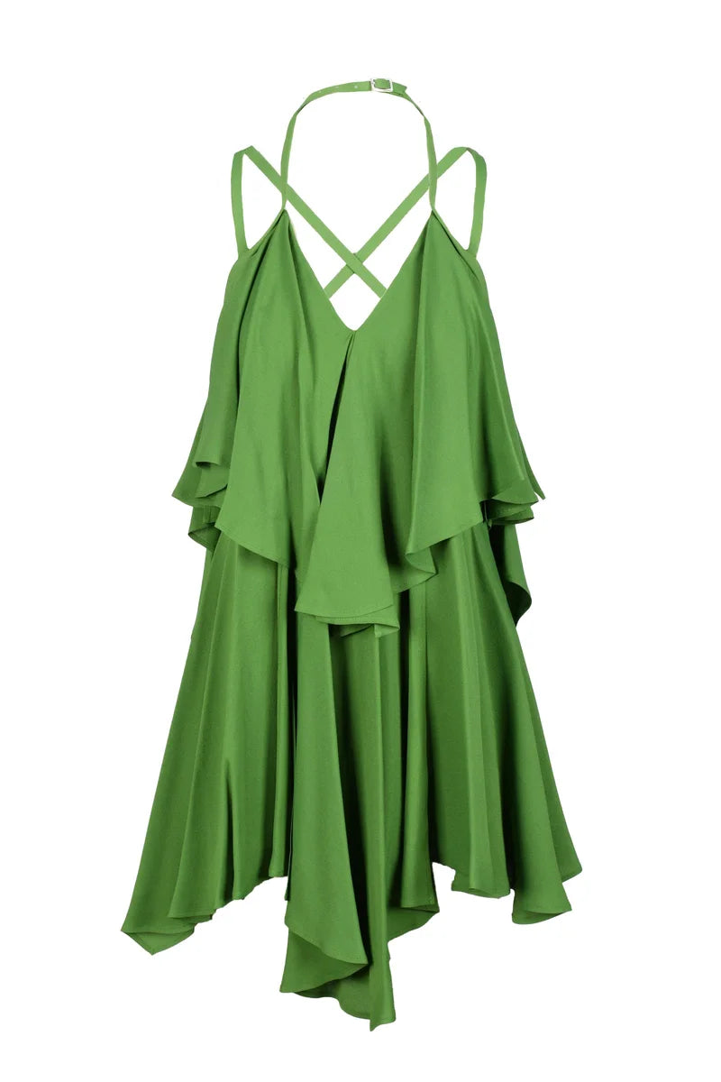 Short Twisted Dress - Green