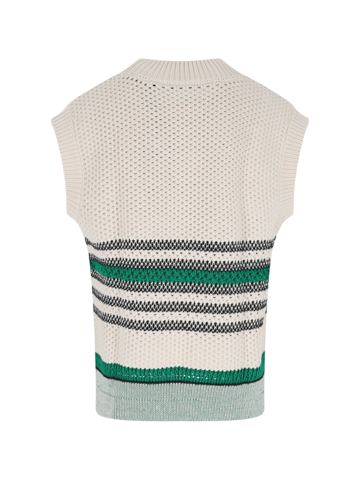 Multicolor Striped Piquet Cotton Blend Vest