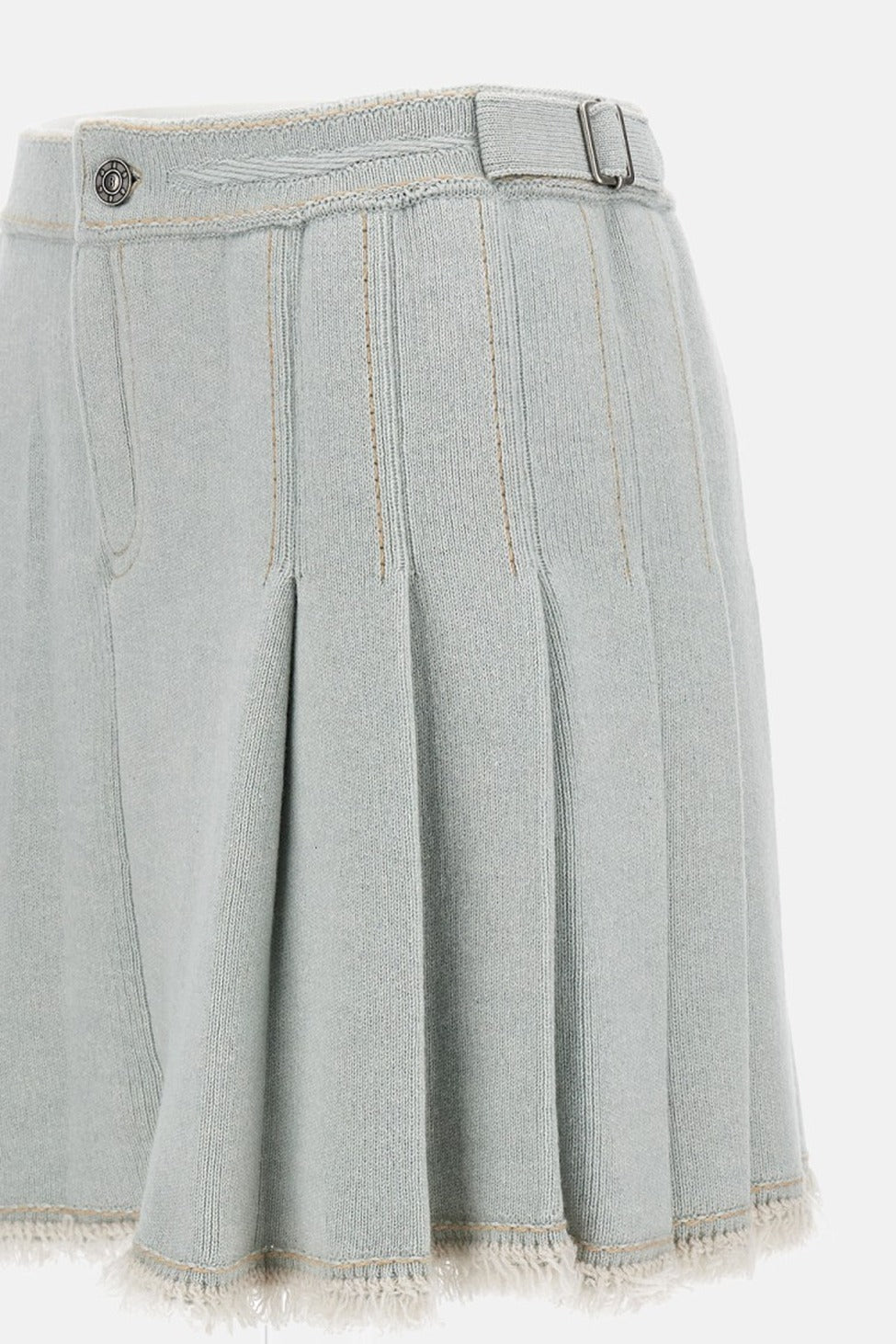 Pleated Skirt With Buckled Waistband In Textured Blend