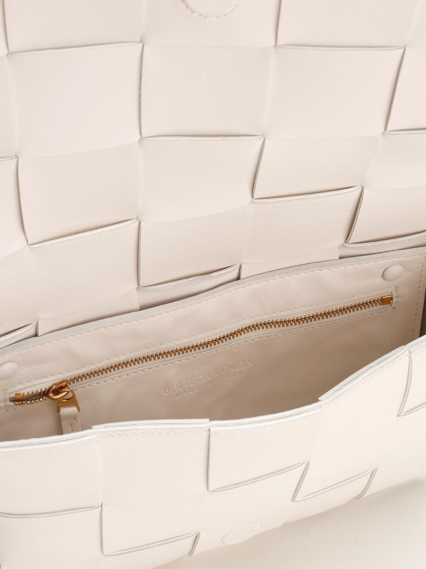 Structured White Lambskin Shoulder Bag