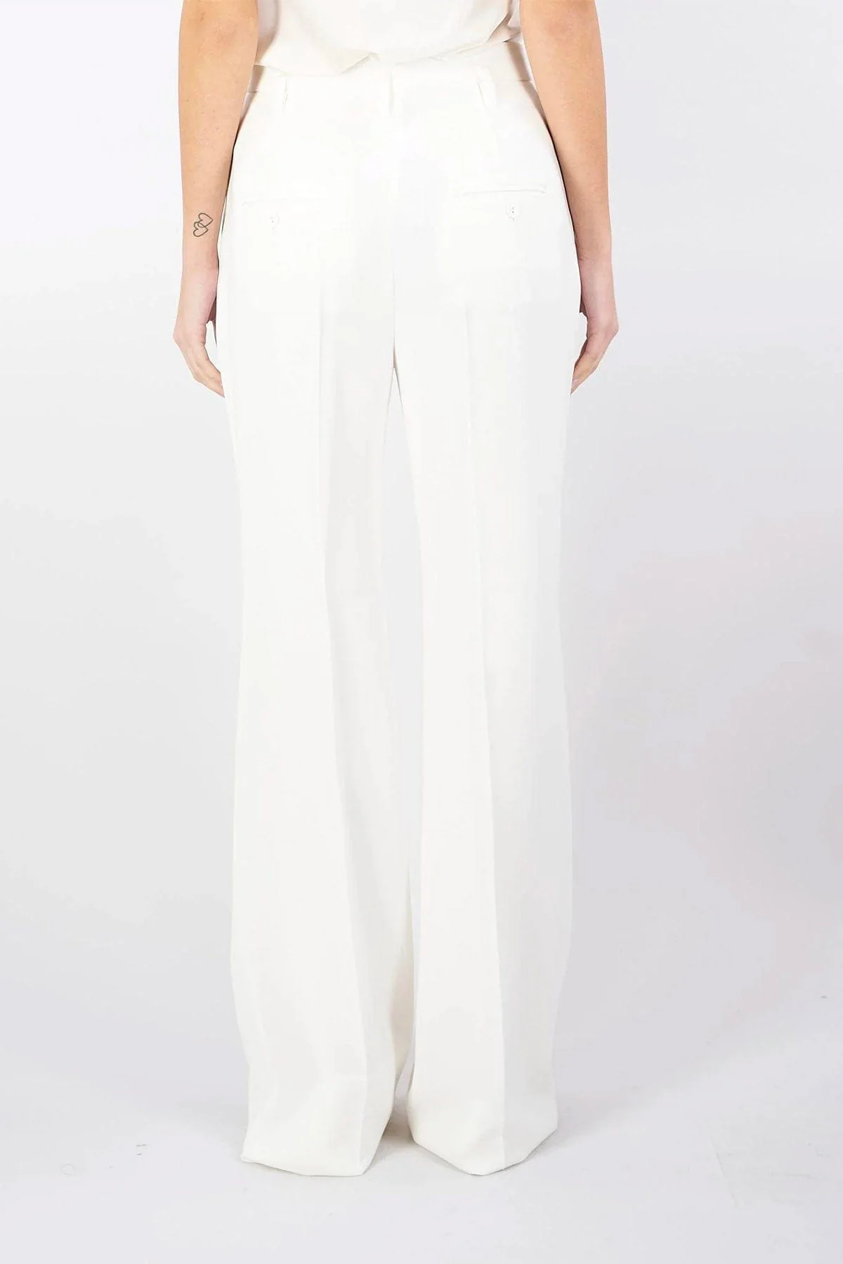Wide-Leg Ivory Trousers With Refined Finish