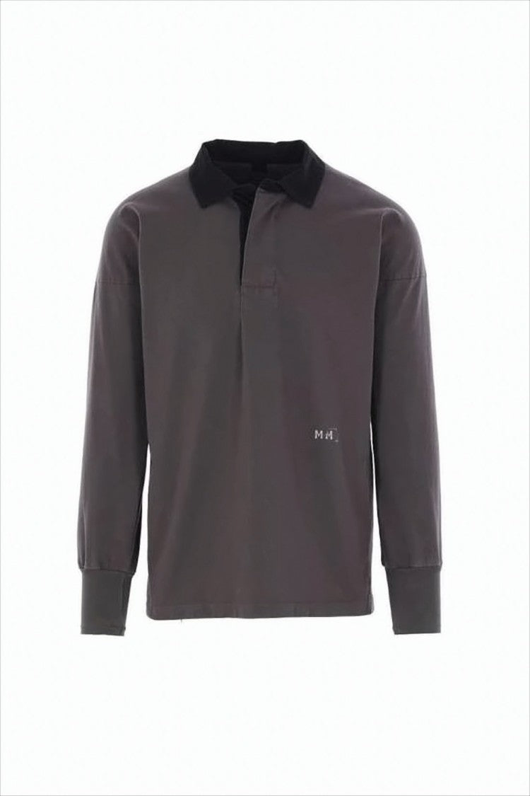 Long-Sleeved Polo Shirt With Cropped Fit And Contrasting Collar