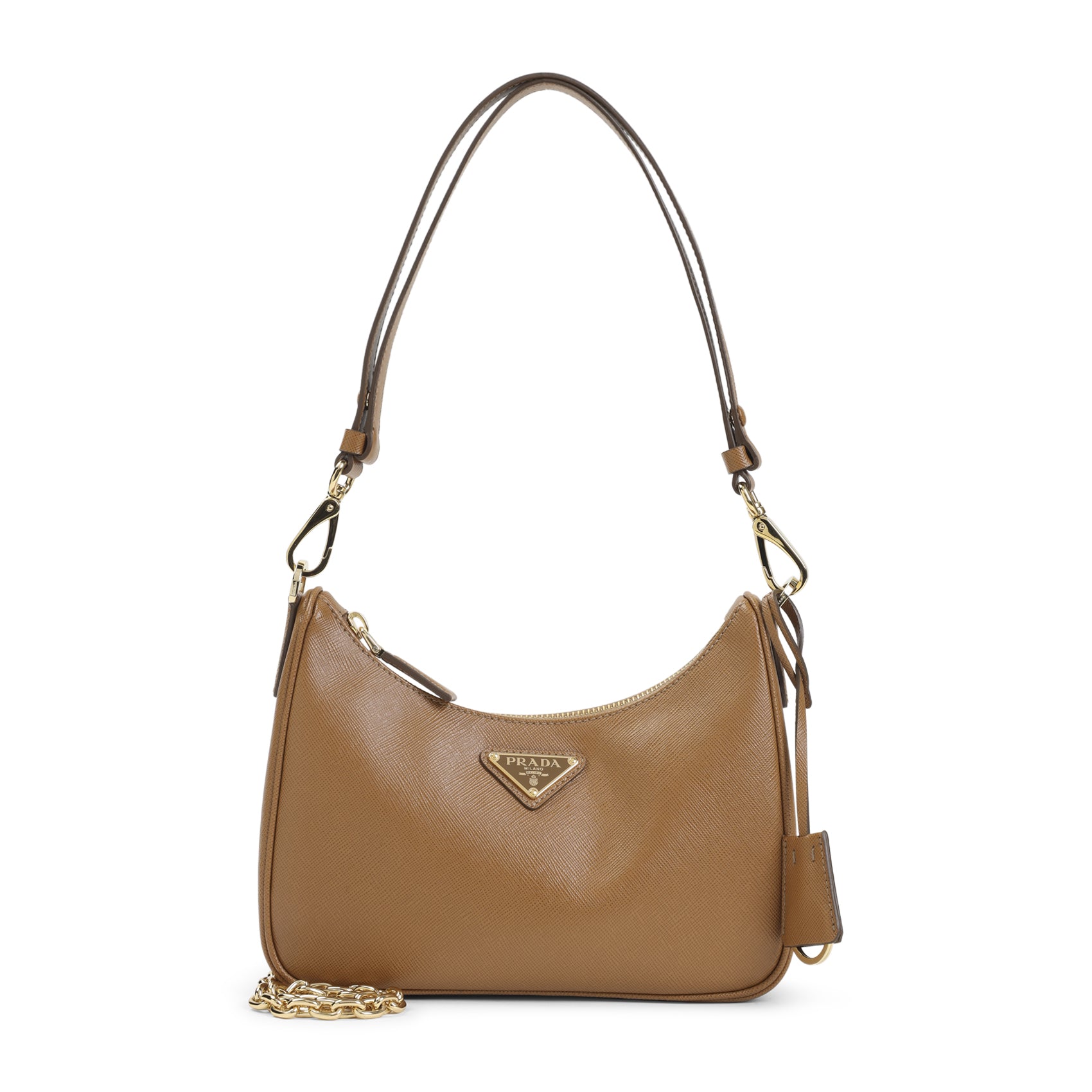 Structured Brown Calf Leather Shoulder Bag