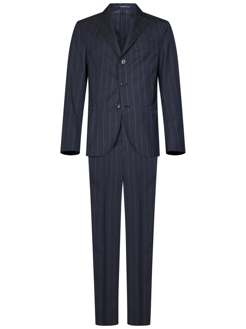 Navy Blue Virgin Wool Pinstripe Suit