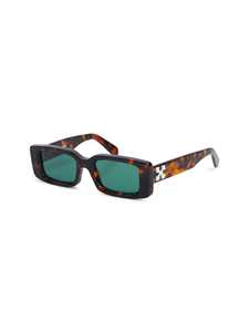 Bold Rectangular Havana Green Sunglasses with Tortoiseshell Pattern