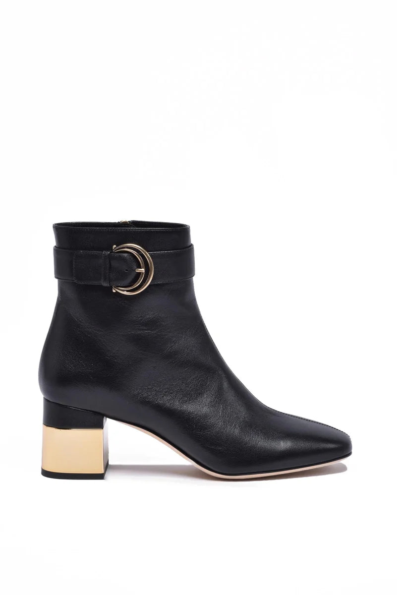 Leather Ankle Boot with Zip - Black
