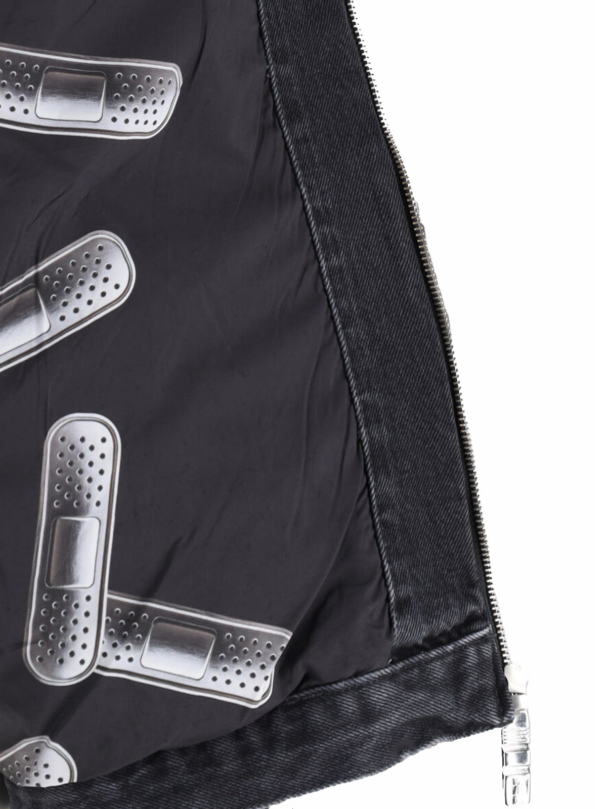 Black Bandana Print Boxy Denim Jacket