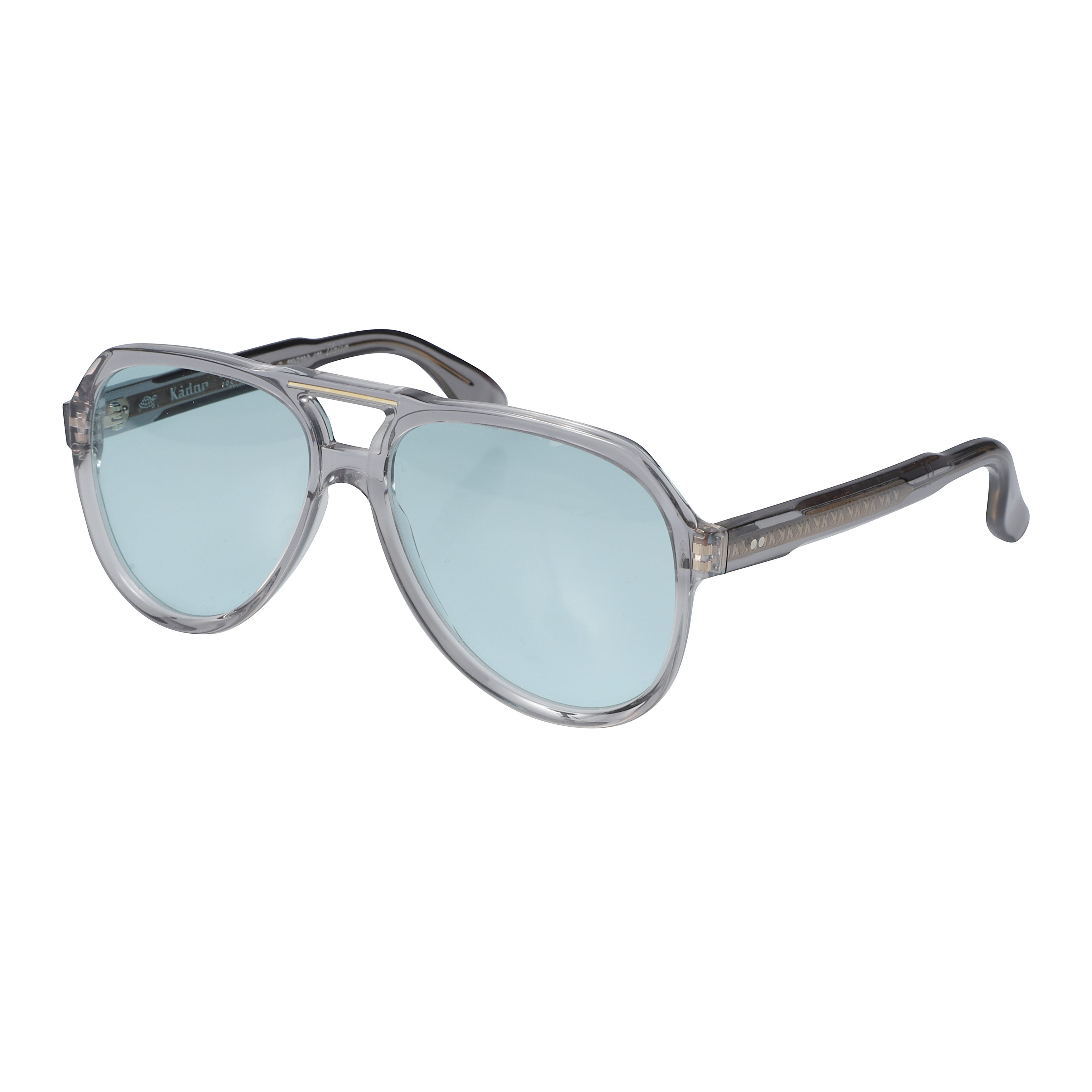 Big Pilot Aviator-Style Sunglasses with Translucent Grey Rims