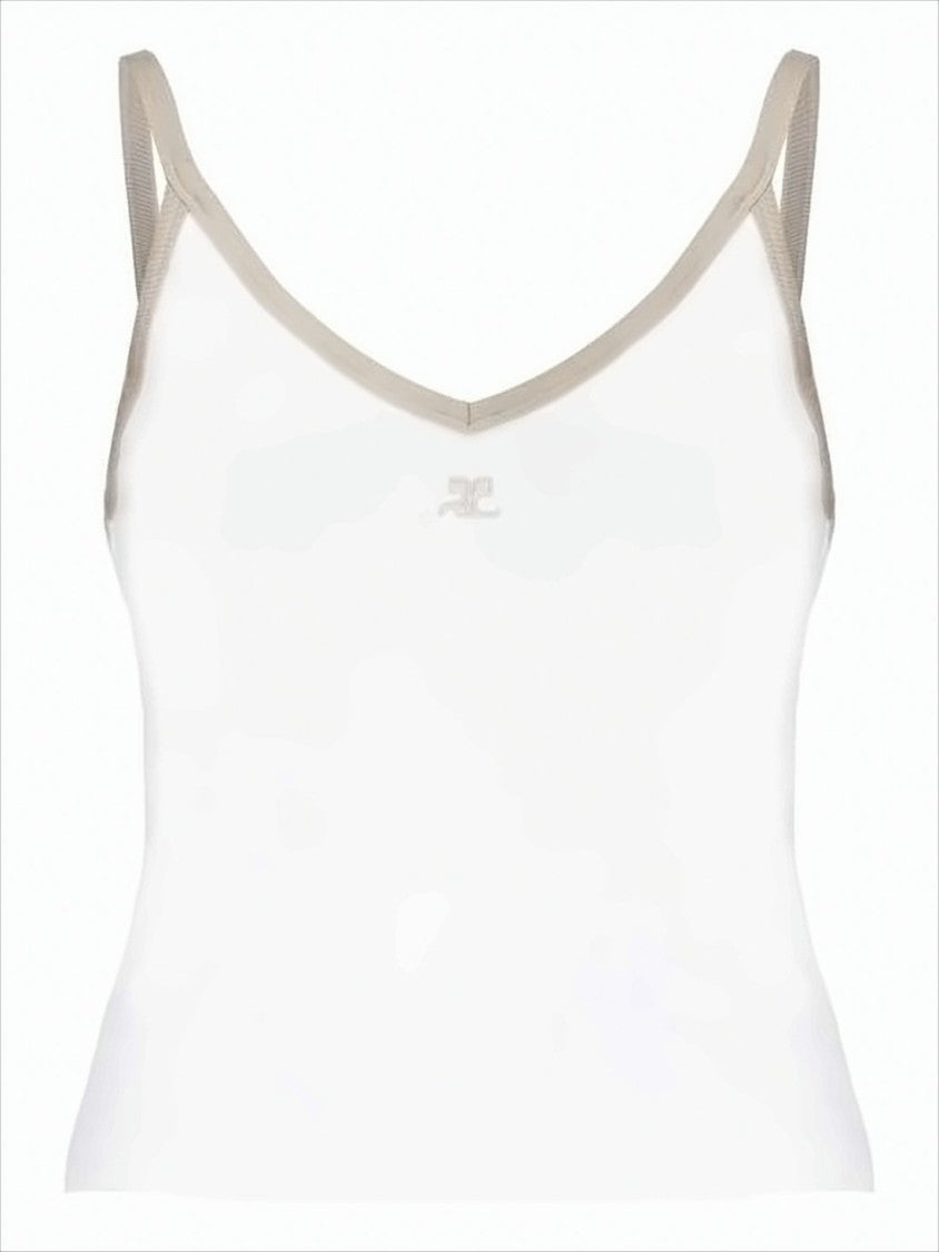 Fitted Sleeveless Top With V-Neckline And Logo Detail