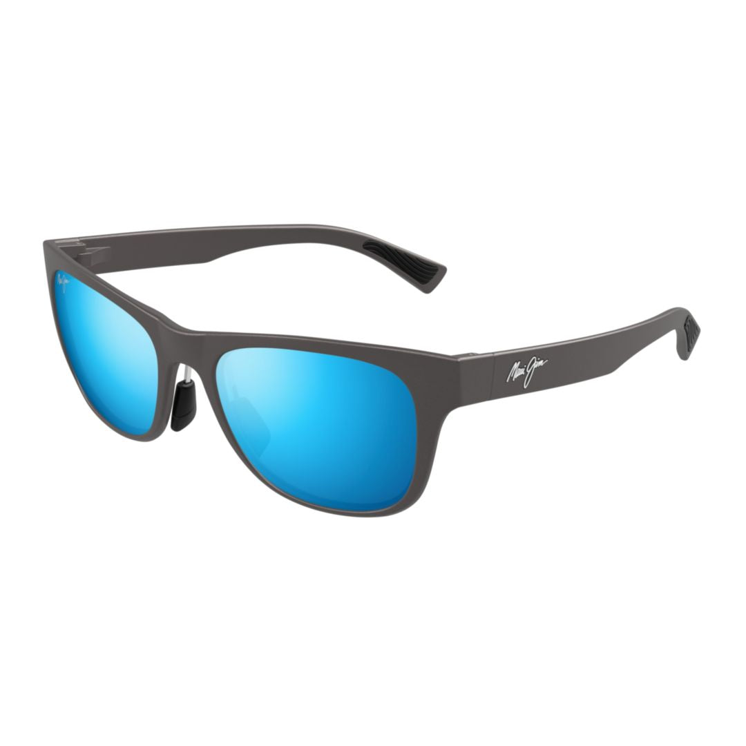 Kapeau Matte Black Rectangular Sunglasses with Reflective Blue Lenses