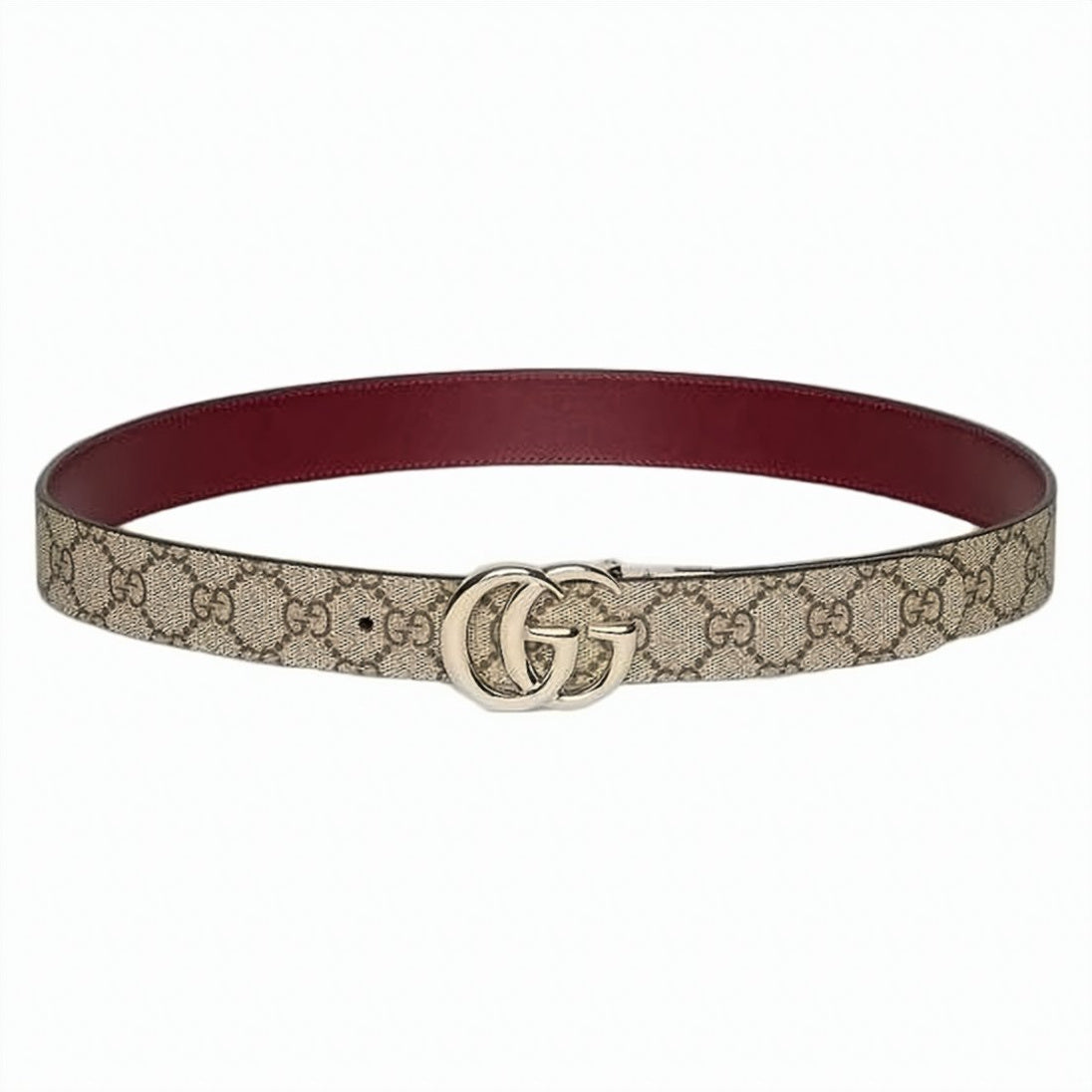 Slim Monogram Fabric and Leather Belt