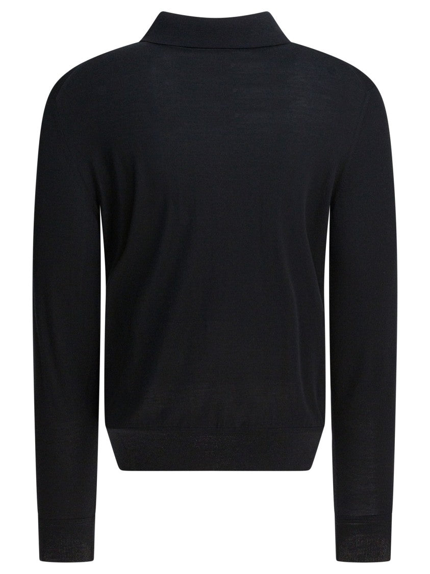 Long-Sleeved Polo Shirt With Classic Button-Down Collar