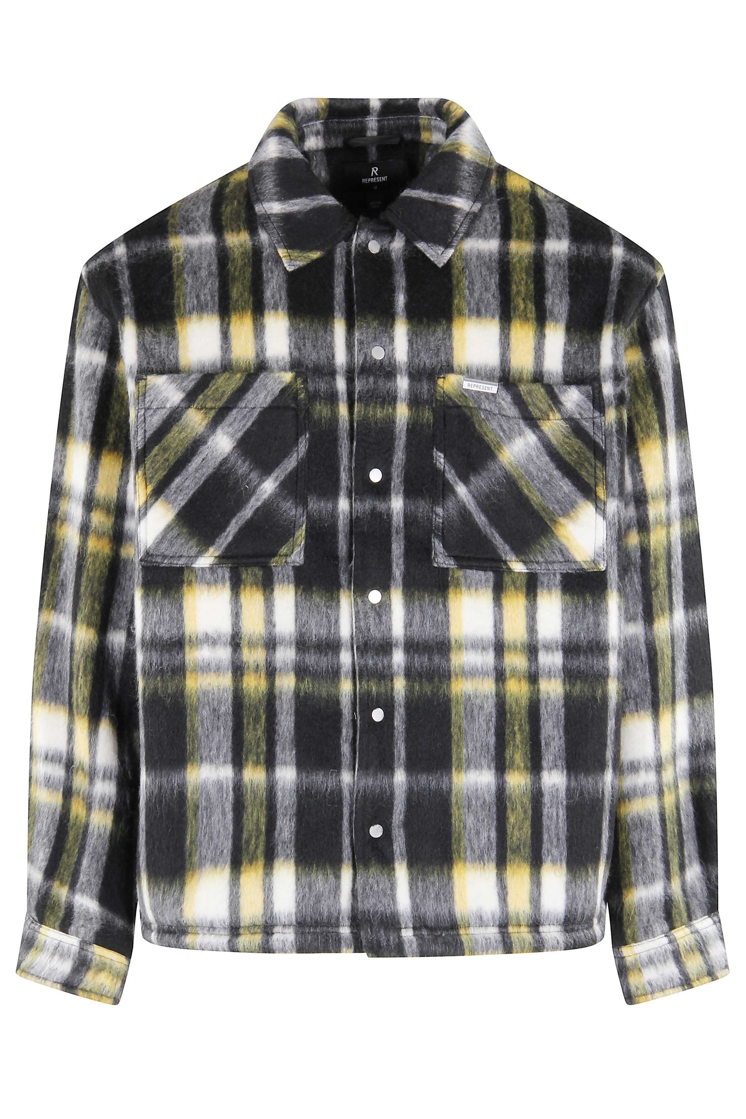 Textured Overshirt Jacket With Bold Plaid Pattern