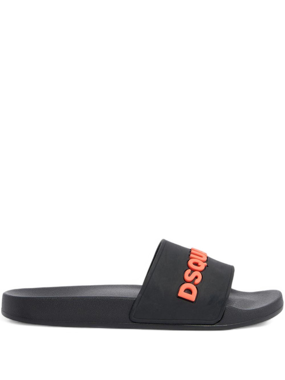 Open Toe Slip-On Sandals With Raised Logo Lettering