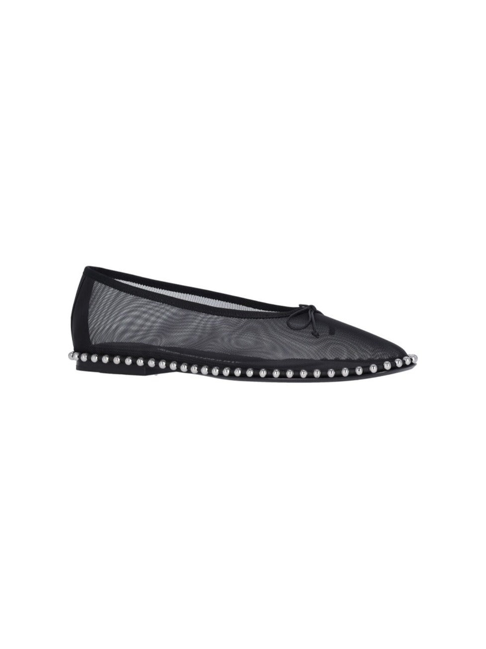 "Lina" Studded Mesh Ballerinas – Black