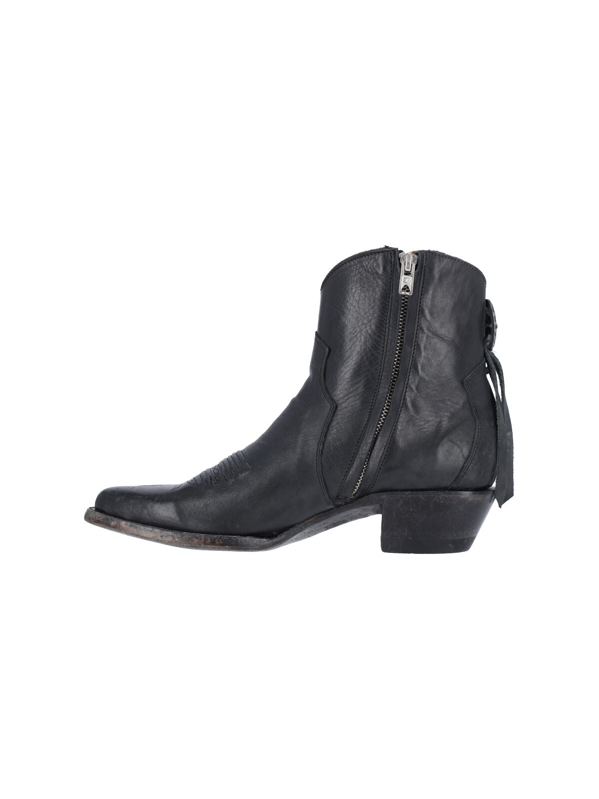 Black Pointed Toe Leather Boots