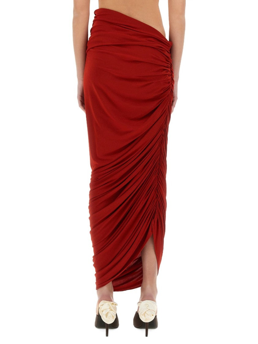 Draped Midi Skirt With Intricate Ruching