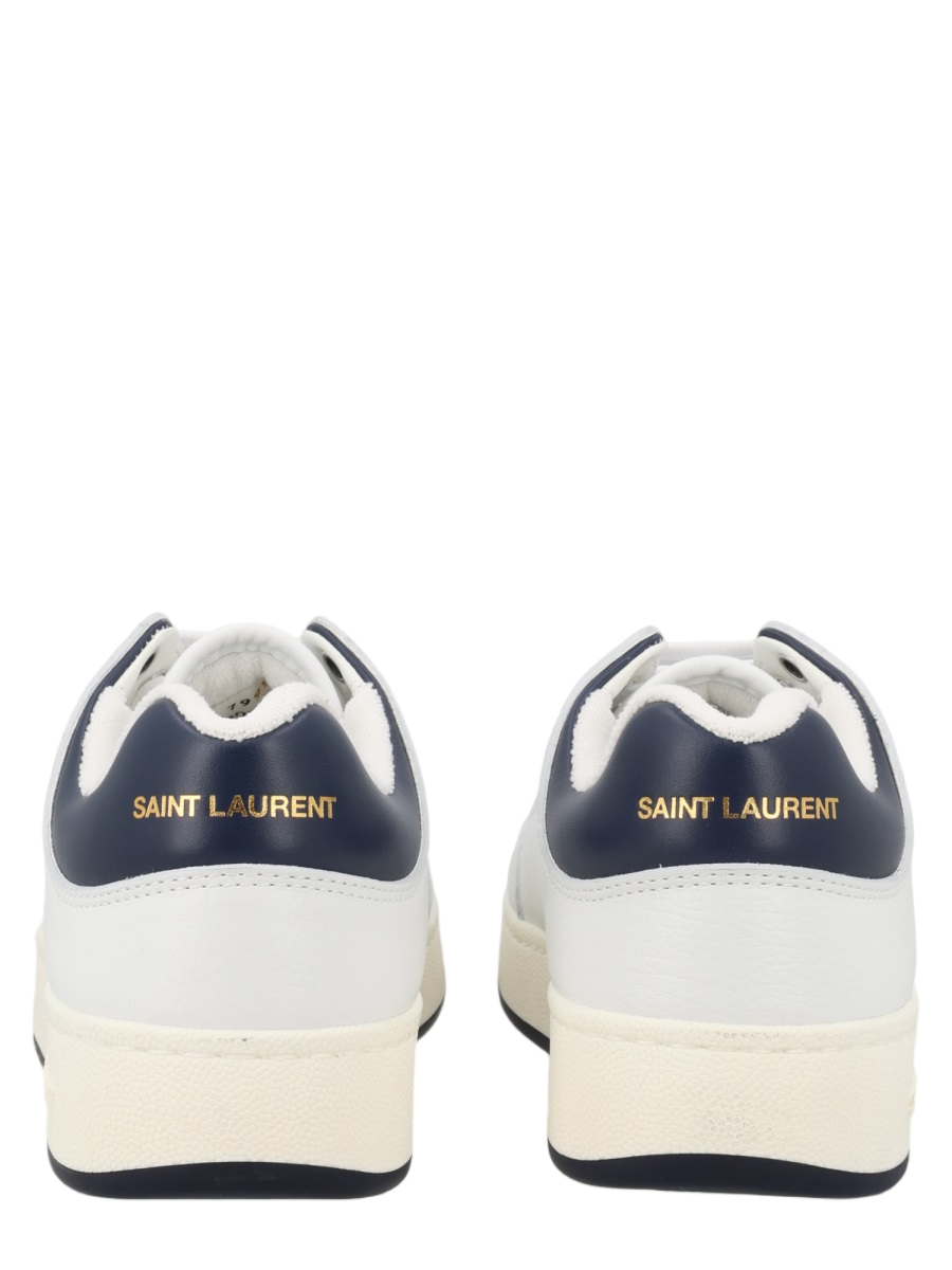 Low-Top Leather Sneakers with Gold Branding
