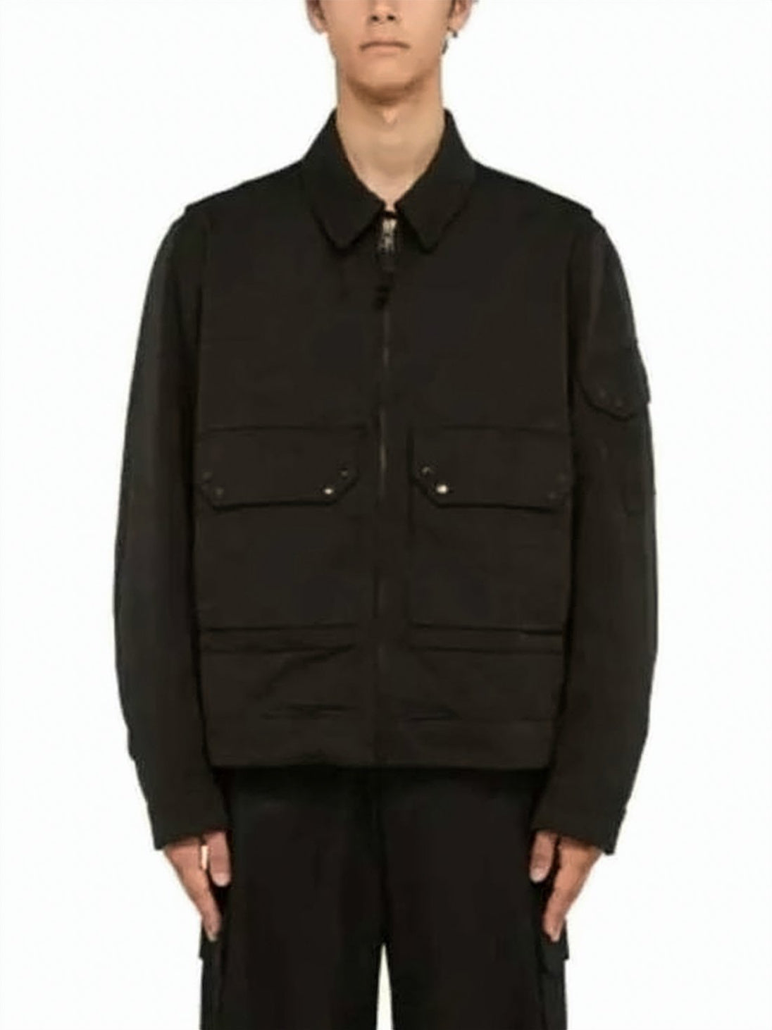 Structured Black Jacket with Front Zipper