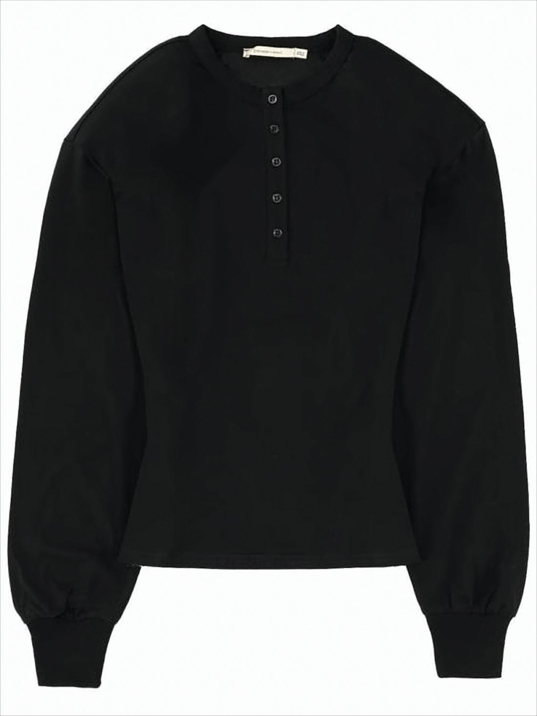 Cropped Black Long-Sleeve Top with Voluminous Cuffs