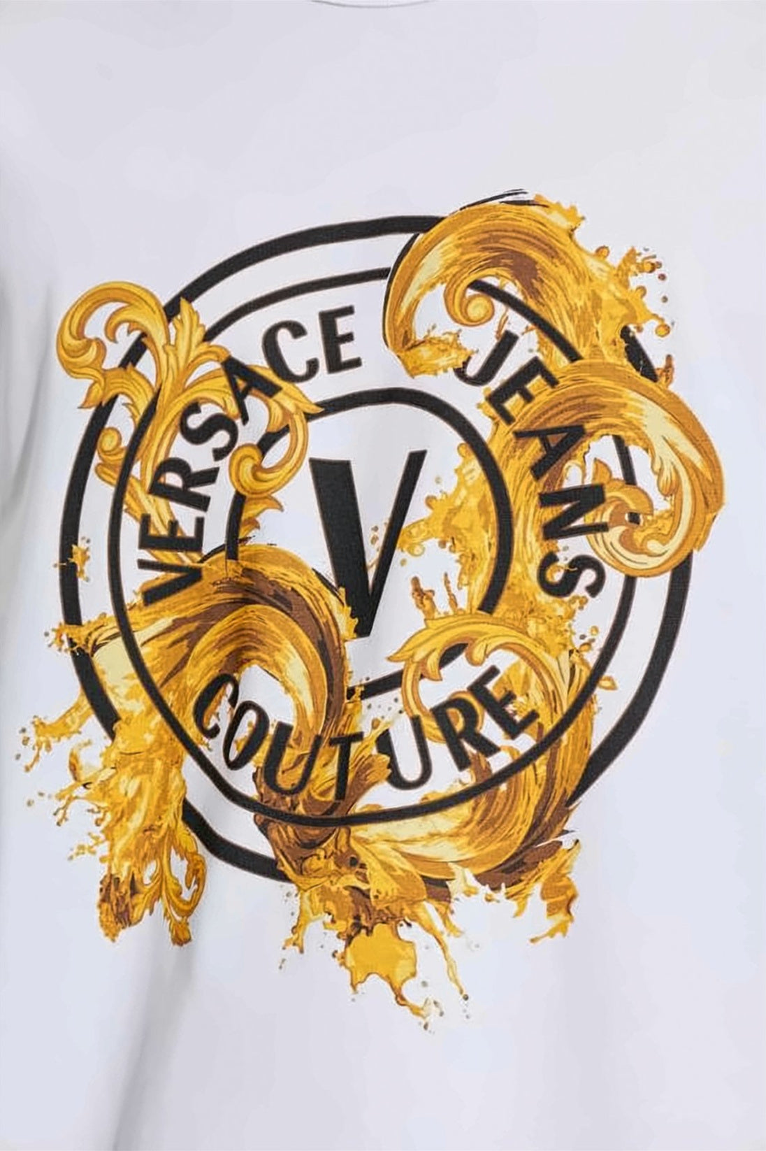 White Circular Emblem Golden Baroque T-Shirt