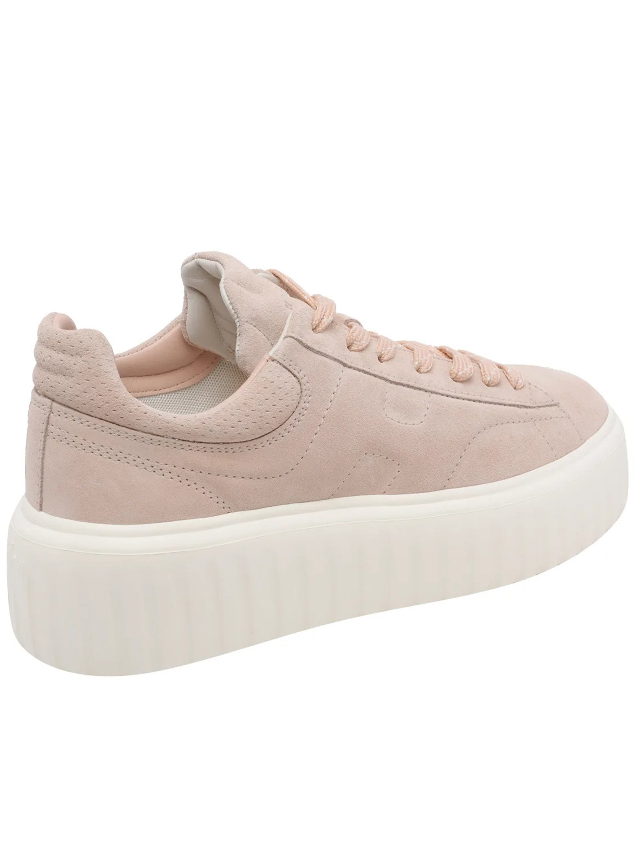 Blush Low-Top Suede Ribbed Sole Sneakers