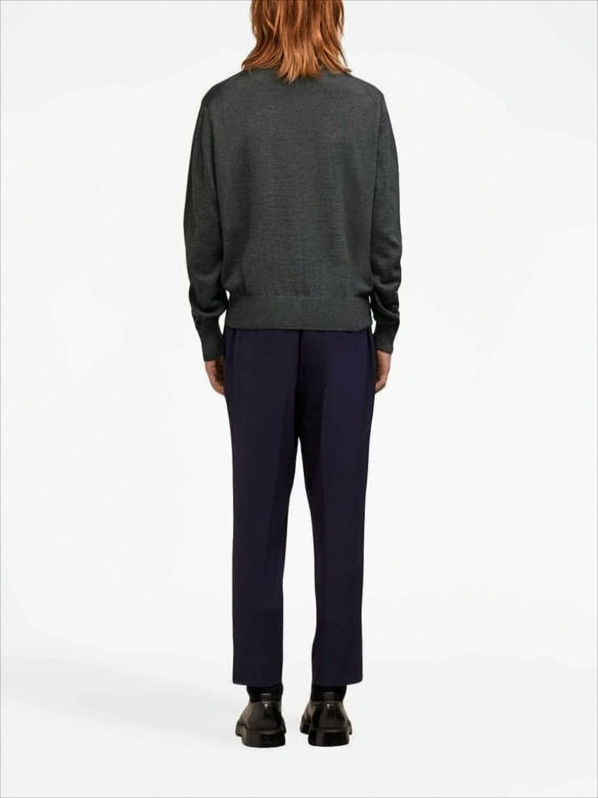 Classic Wool Sweater With Ribbed Details And Signature Logo