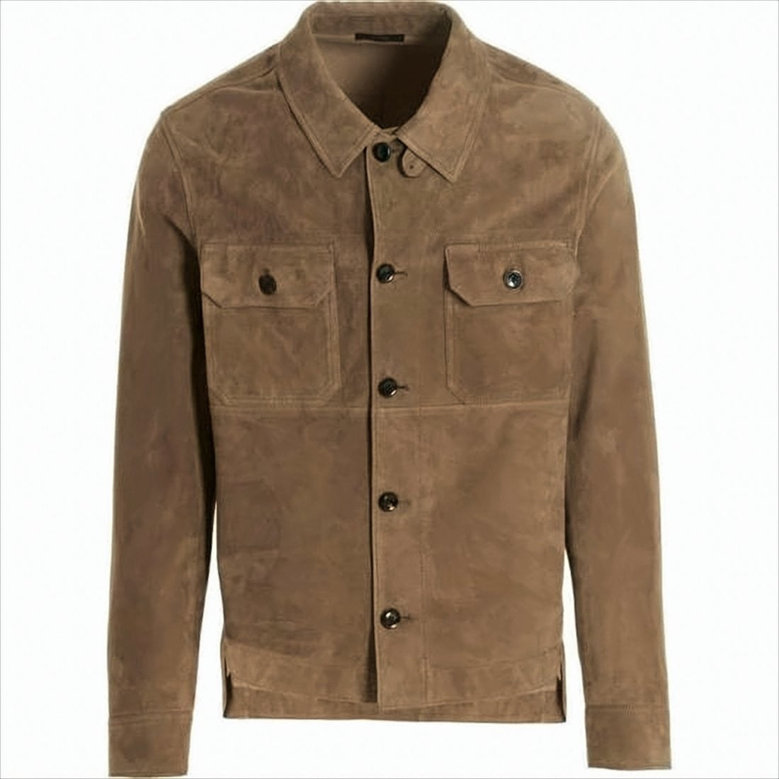 Suede Lamb Leather Jacket with Classic Collar