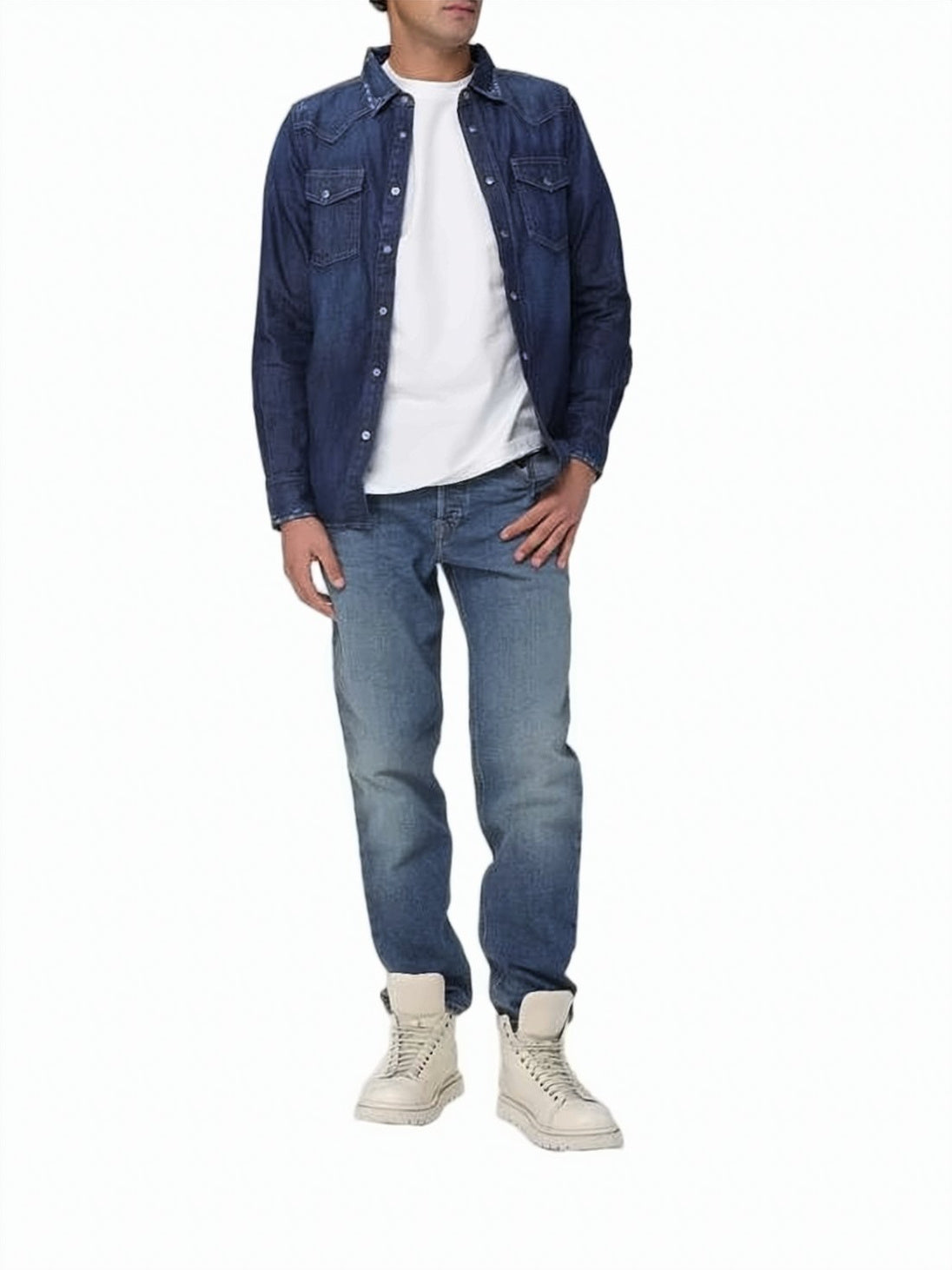 Straight-Leg Denim Pants With Traditional Five-Pocket Design