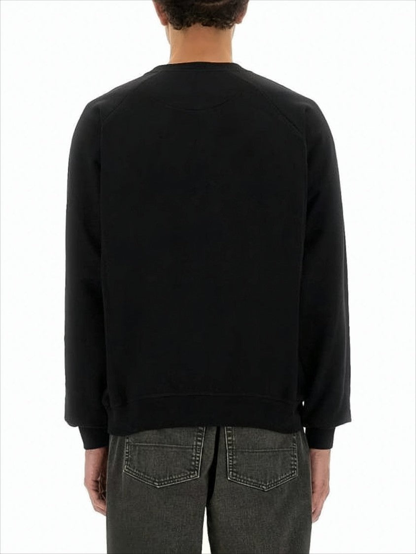Relaxed Fit Black Long-Sleeve Sweatshirt with Ribbed Cuffs