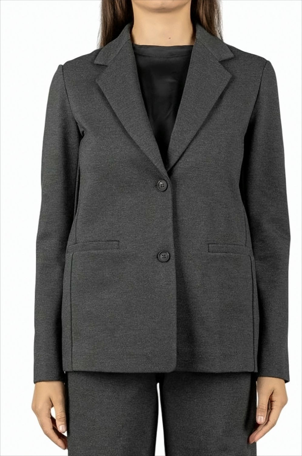 Single-Breasted Jersey Jacket With Classic Lapel